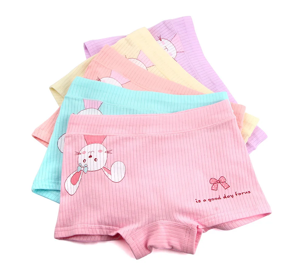 

5pcs/lot 95%Organic cotton Rabbit Girls Panties Brand Underwears for Girls Kids Boxer Shorts Baby Panties Underpants 5colors