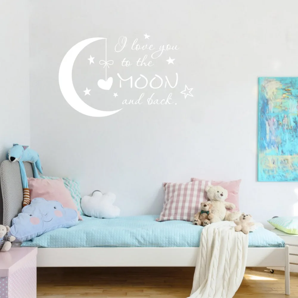 Классические детские наклейки на стену с надписью I Love You to the Moon and Back в детскую