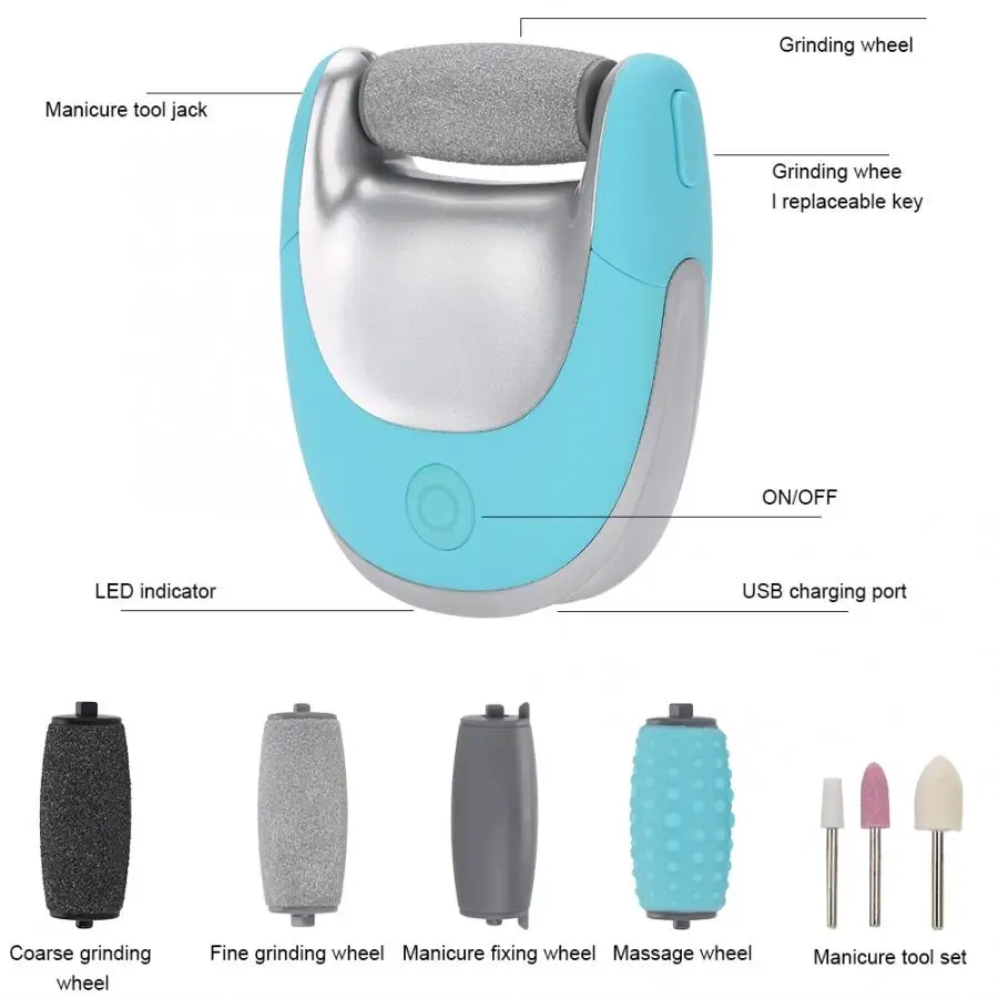 Педикюр 2 в 1 USB устройство для педикюра пилинг для ног мертвая кожа кутикулы удаление массажер для ног Педикюр Инструменты