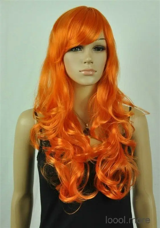 

shun New Orange Long Wavy Women Cosplay Wig USPS FastShipping to USA j1840