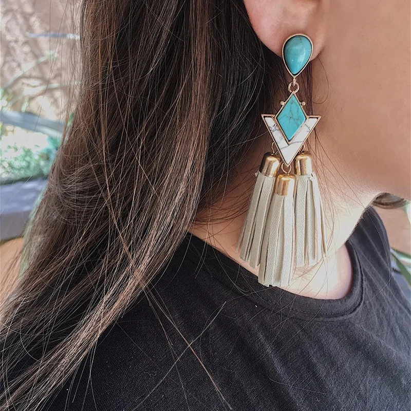 Женские серьги с кисточками геометрические из смолы кисточками|leather fringe earrings|fringe