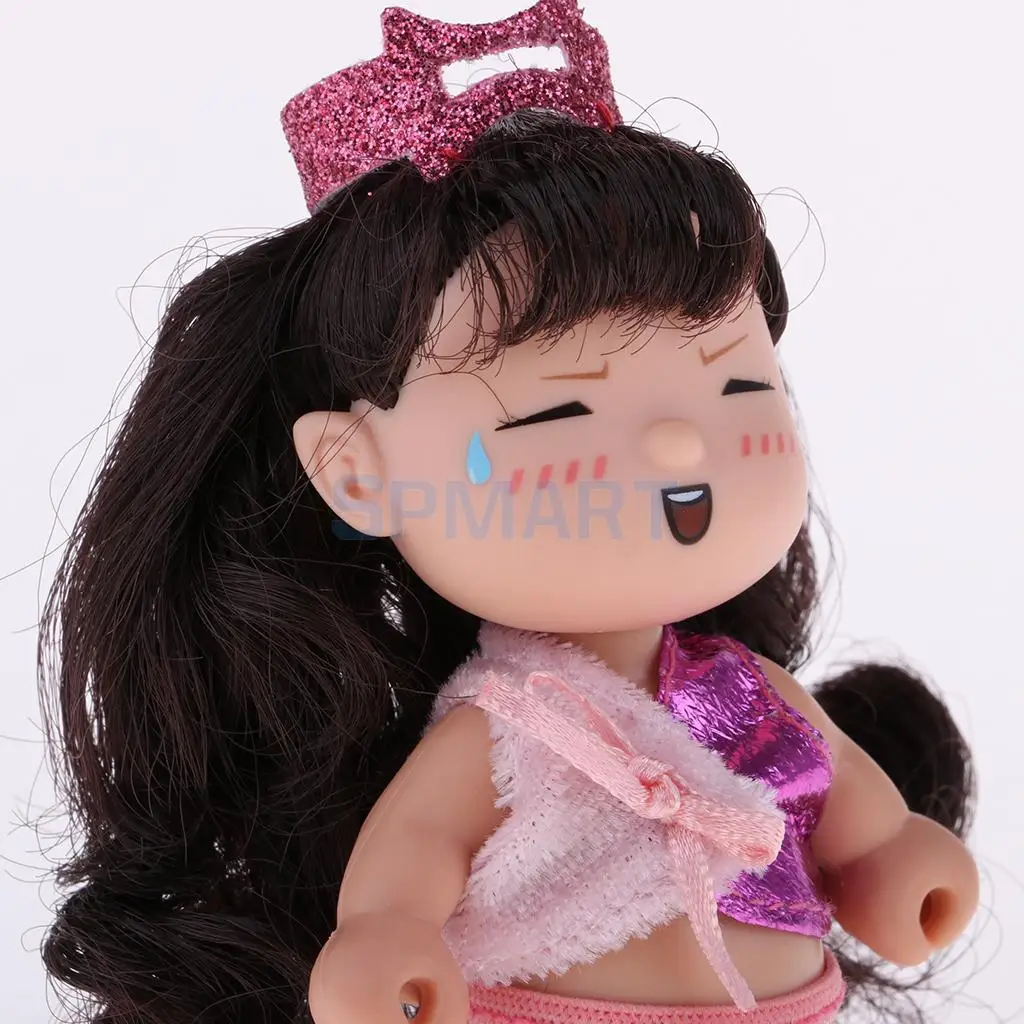 Soft Baby Dolls Toy Keychain Silicone Princess Mini Doll Miniature Dollhouse Kit with Clothes Christmas Birthday Festival Gift