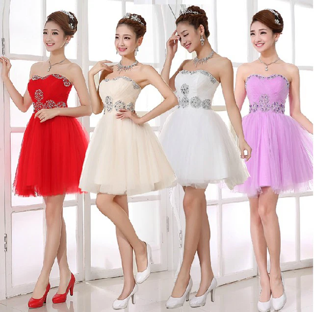 5 colores 2015 vestido de fiesta corto de novia vestido de fiesta de