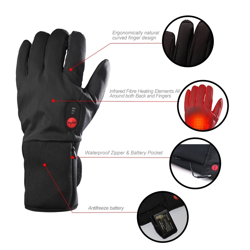 Перчатки с подогревом и электрическим аккумулятором 7 4 В 2200 мАч|skiing gloves winter