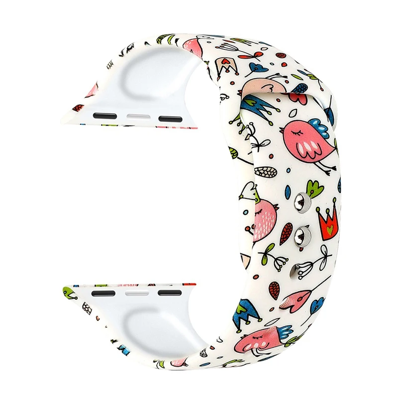 Спортивный ремешок для apple watch 42 мм 38 iwatch 5/4/3/2/1 с принтом силиконовый часов 4 5 44 40