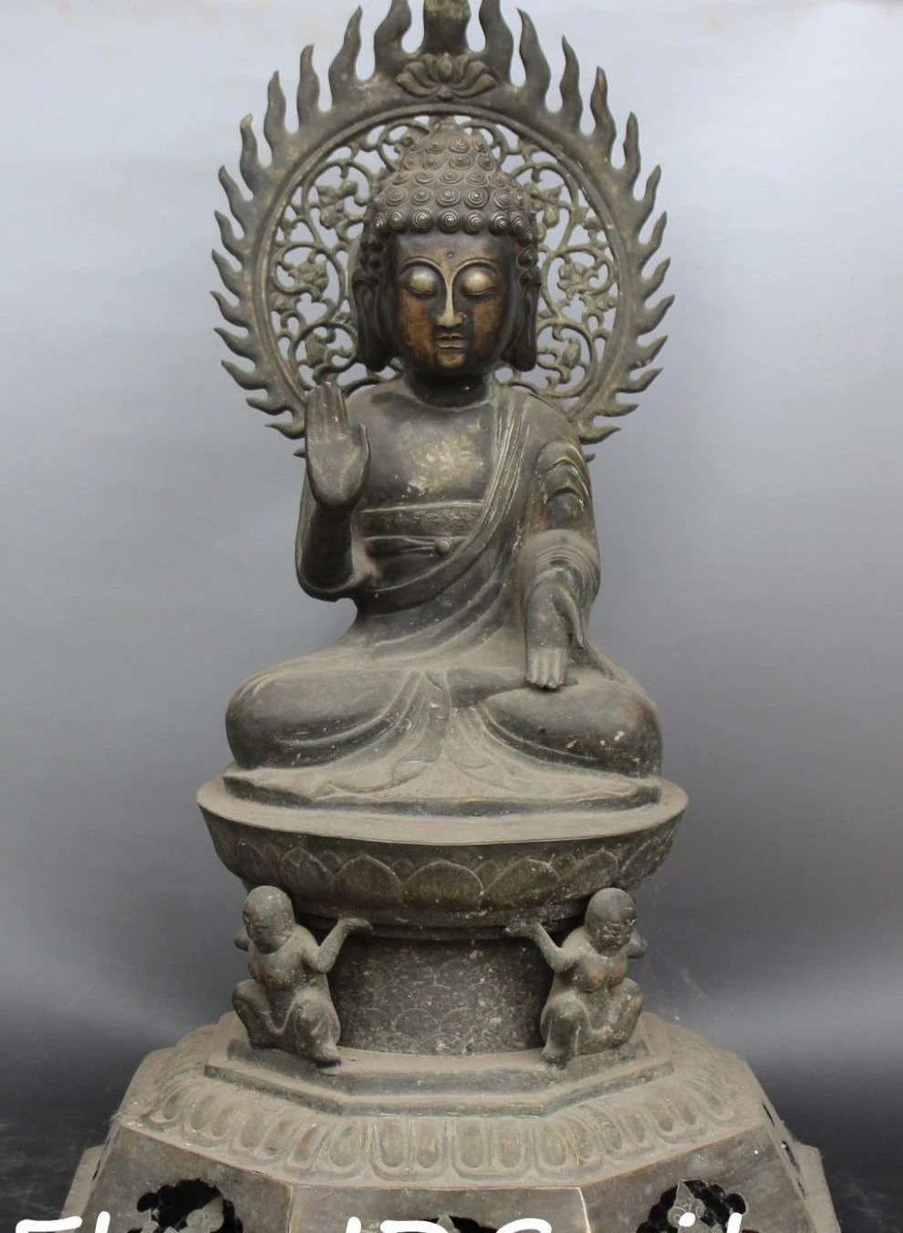 

56cm Tibet Old Silver Tathagata Shakyamuni Sakyamuni Amitabha Buddha Statue