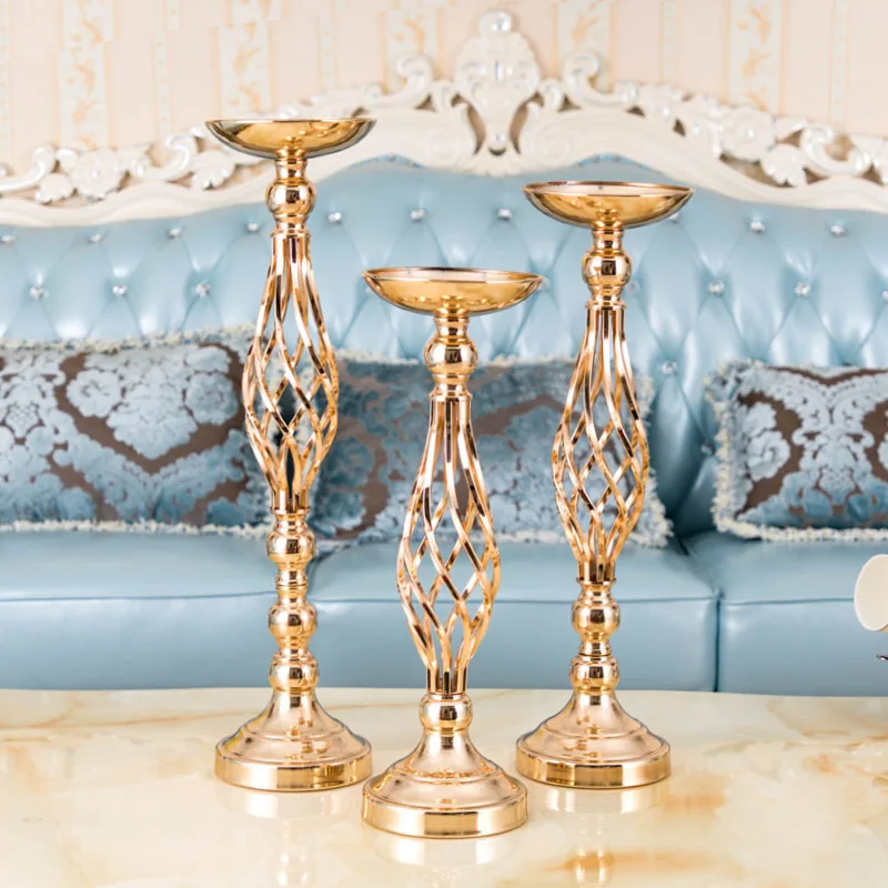 

Wedding Props New Twist Candlestick Table Flower Device European Gold Plating Decor T Platform Road Decorative Candle Holder