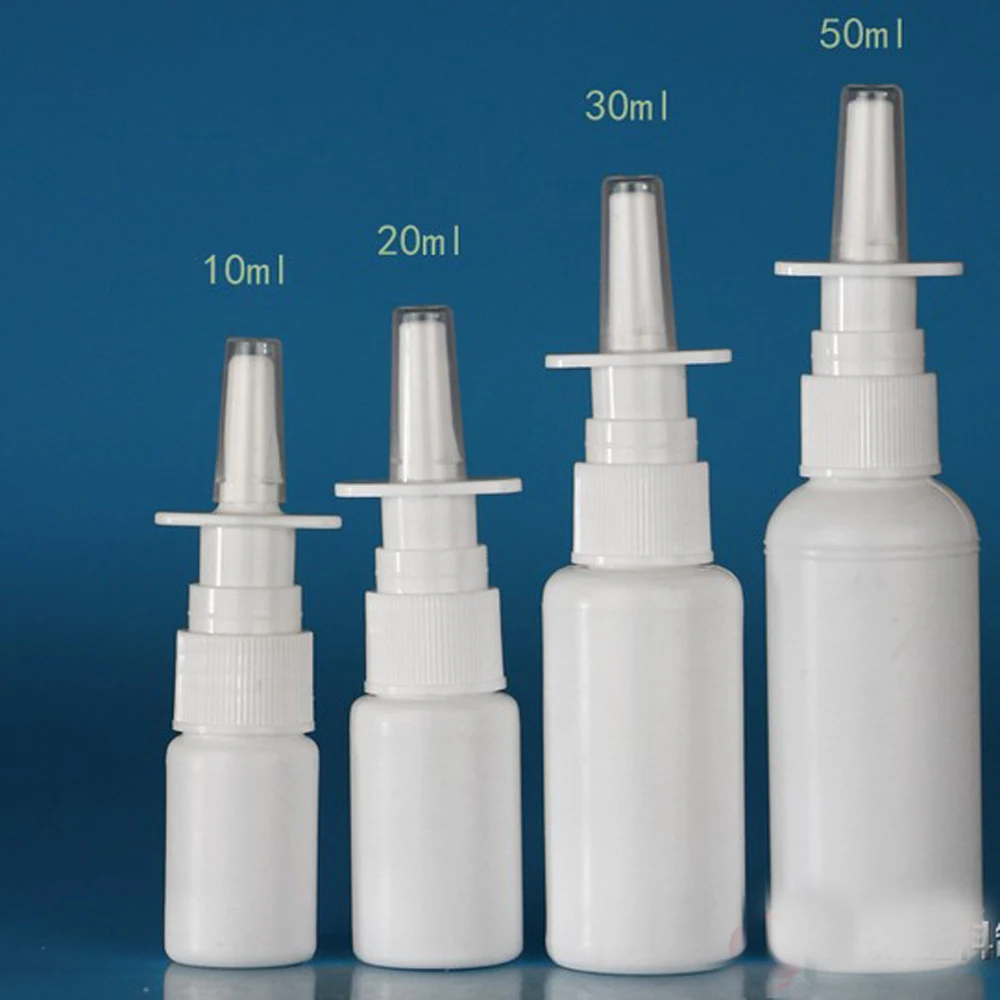 2Pcs 10ml White bottle Plastic Nasal Spray Bottles Pump Sprayer Mist
