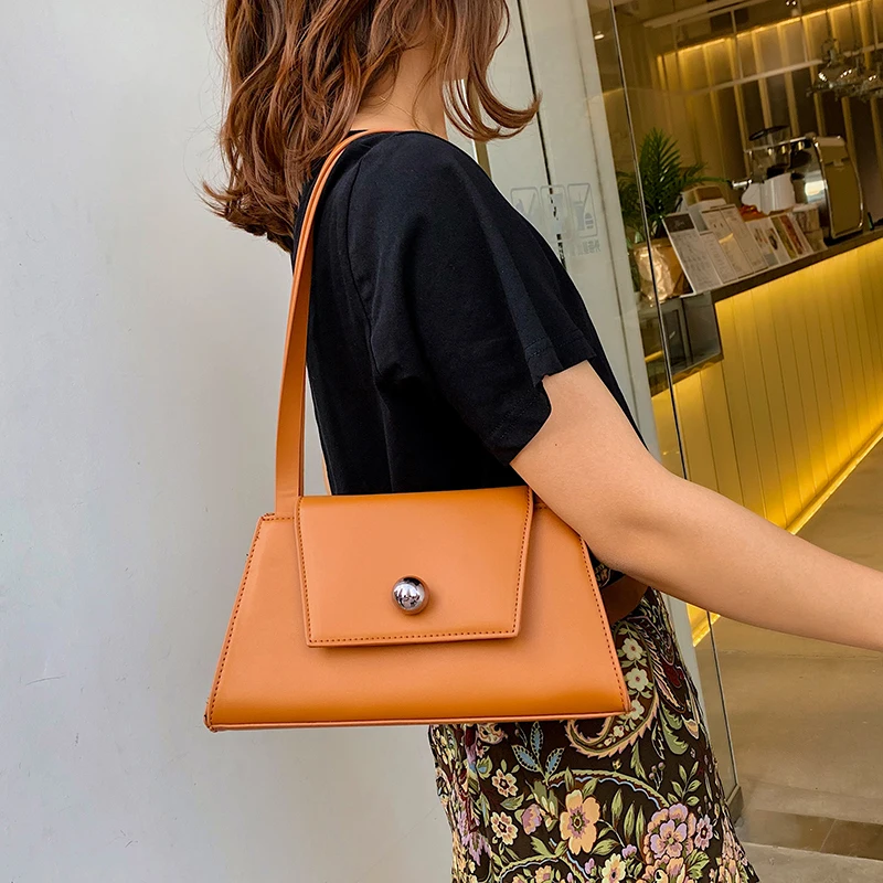 

Triangular geometric shape Retro Hand Bag Woman Solid Elegant Temperament Shoulder Bag Luxury Women Handbag Message Lady Bags