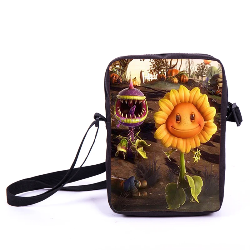 Известная игра Растения против Зомби Дети Ясельного возраста школьная плечевая сумка повседневные Путешествия маленькие сумки с ремнем через плечо мальчики девочки повседневные игрушечные закуски сумки - Цвет: Plants vs Zombies 1