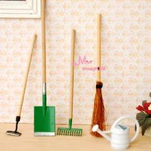 Graden Лопата Полив Метла Инструменты 1/12 Dollhouse Миниатюрные Home Decor