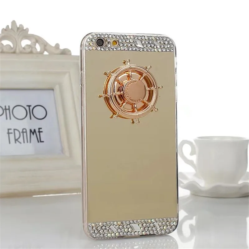 Роскошный зеркальный чехол со стразами для iPhone 6 6S Plus 7 мягкий из ТПУ с кристаллами
