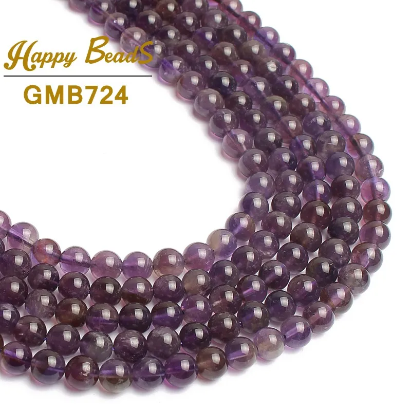 

Natural Purple Amethysts Crystal Round Loose Beads For Jewelry Making DIY Bracelet 15"inch 4 6 8 10 12mm Pick Size Free Shipping