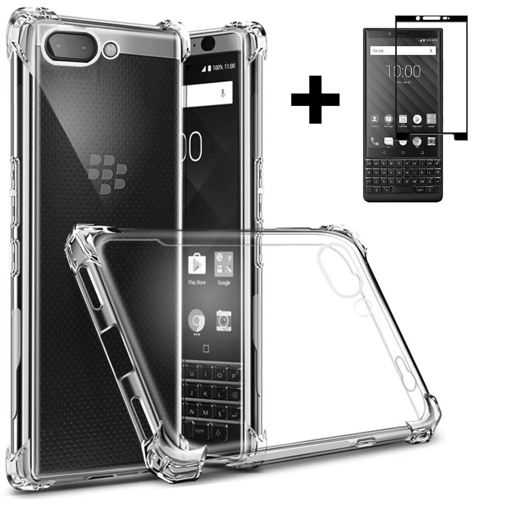 Для BlackBerry Key 2 Two Key2 противоударный чехол из мягкого ТПУ с полным закаленным