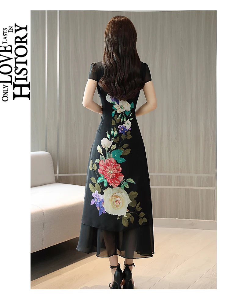 Традиционные длинные Qiapo вьетнамское аозай черные платья для женщин