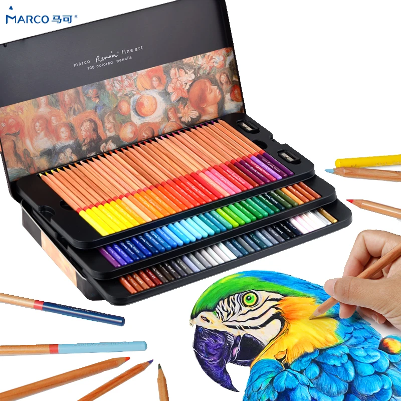 Colored Pencils 48 Colors Marco Color Pencils Lapis De Cor Profissional Colored For Drawing Sketch Lapis De Cor Profissional Faber Castell 48color Pencil Aliexpress