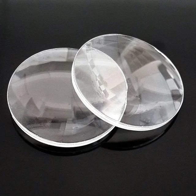 2pcs 25mm Dia Acrylic Plastic Focal Length 45mm Optics Double Convex