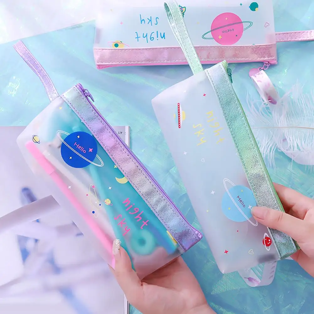 

Lovely Planet Waterproof Pencil Case TPU Pen Bag School Stationery Storage Pouch hot sale