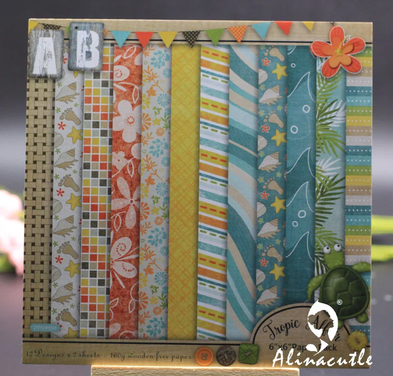 

AlinaCraft 24 sheet 6"X6" tropic allair Scrapbooking design patterned paper pack andmade craft paper craft Background pad
