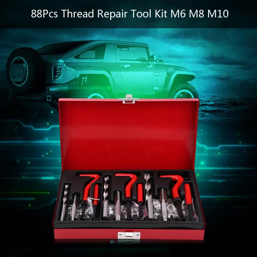 88Pcs Thread Repair Tool Kit M6 M8 M10 Tap Drill Insert Set | Инструменты