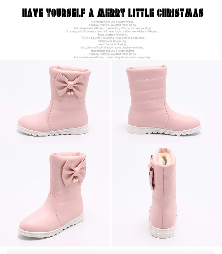 Sialia/зимние ботинки для девочек; детская обувь; слипоны с бантиком-бабочкой до середины икры; chaussure fille botas nino