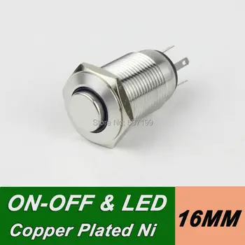 

10pcs/lot 16mm metal sereis led switch latching push button switch 1NO+1NC on-off waterproof IP65