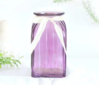 Маленькая свежая литературная стеклянная ваза прозрачная гидропонная креативная ваза для украшения гостиной цветная вставленная сухая Цветочная ваза Q291 - Цвет: Purple stripes2