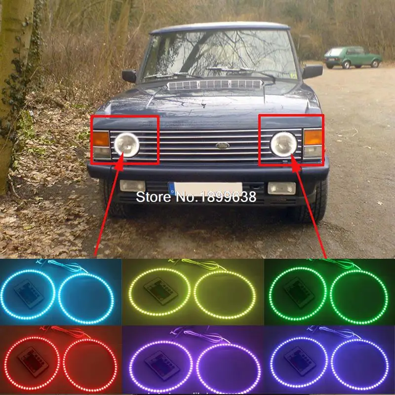 Super bright 7 color RGB LED Angel Eyes Kit with a remote control car styling for Land Rover Range Rover Classic 1987-1994 7