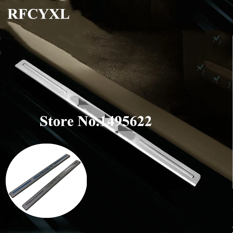 

2Pcs Stainless Steel Door Sill Strip Scuff Plate pedal Side Trim For Smart fortwo 2012 2014 Car Styling Stickers Auto Accessorie
