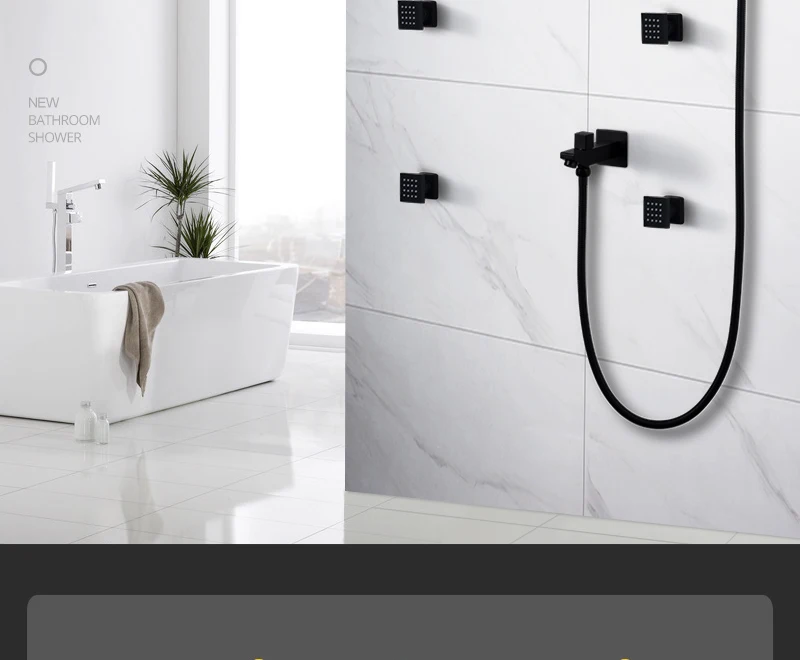 Multi-Function Shower Set Led Remote Control Light Black Brass Shower System (2)