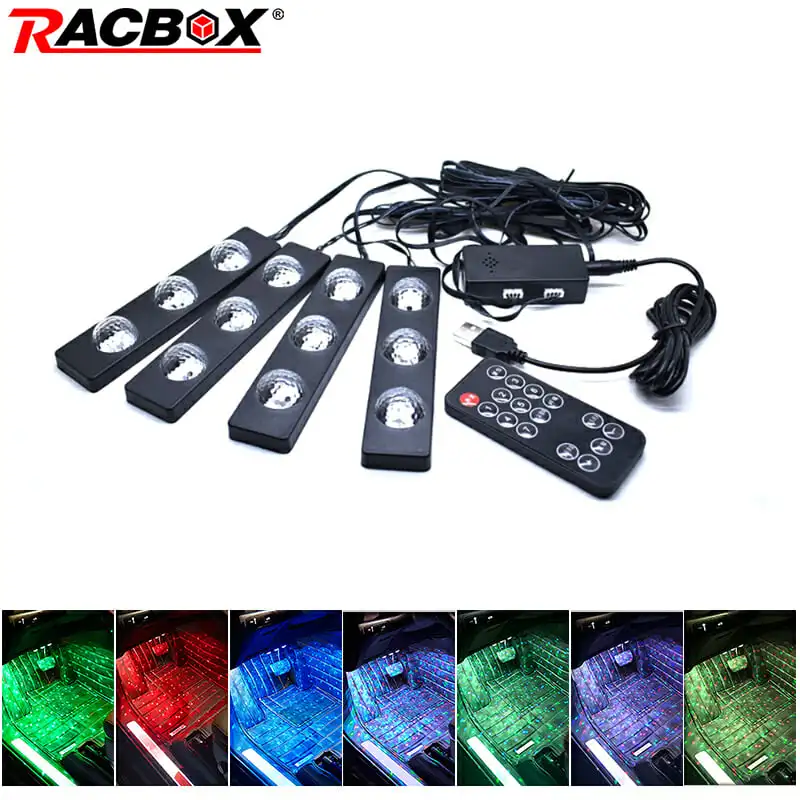 

7 color Led strip light Driving position Light Interior Decorative lamp With Remote Wireless Control Music Car atmosphere light