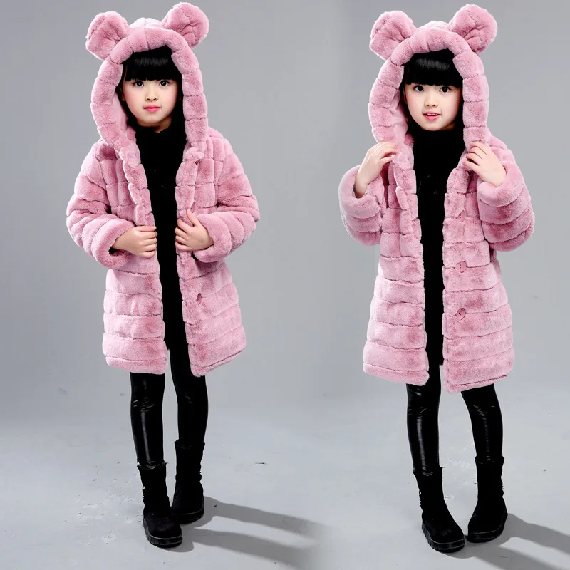 

Children's Faux Fur Coat Thickening Long Section Girls Fur Coat Rabbit Fur Princess Winter Fur Jacket