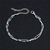 Tobillera de cadenas multicapa de Plata de Ley 925 auténtica puro para mujer, joyería para pies, pulsera para piernas, Tobillera NB089 ► Foto 3/3