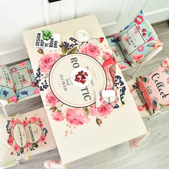 

Dustproof Tablecloth Floral and Fruit Pattern Thickened Cotton Linen Fashion Cover Washable Table Cloth for Tea Table