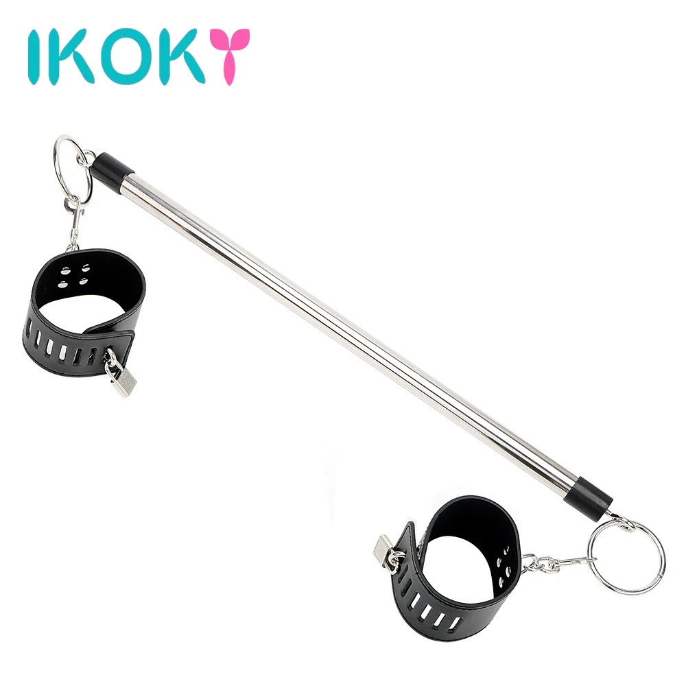Buy Ikoky Leather Ankle Cuffs Stainless Steel Spreader Bar Women Fetish Bondage