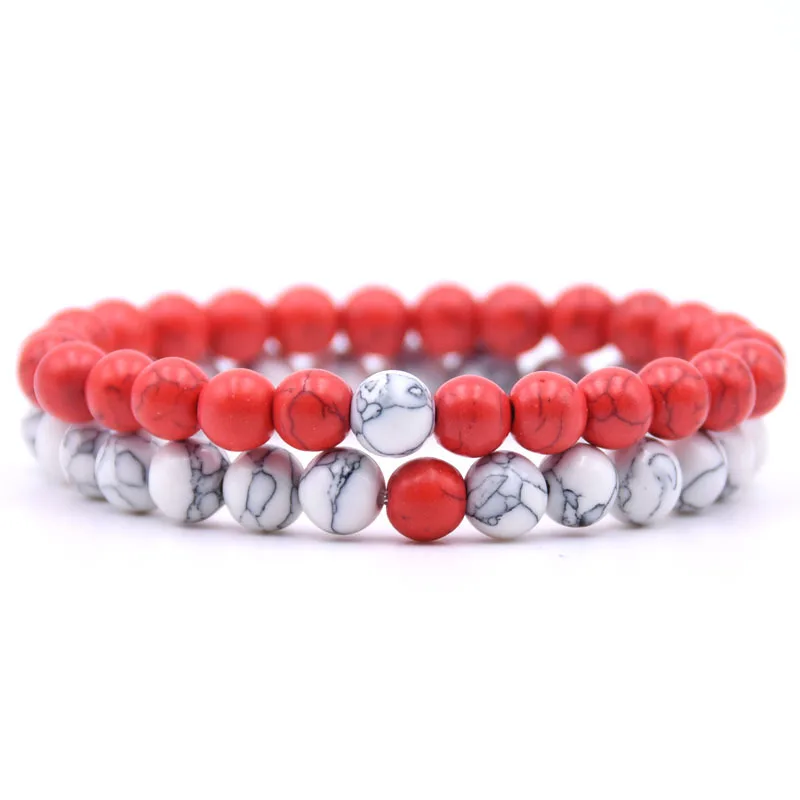 2Pcs/Set Couples Distance Bracelet Classic Natural Stone 18 styles Beaded Bracelets for Men Women Best Friend