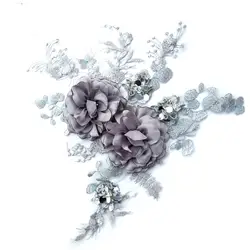 Серая ткань цветок ручной работы diy большой цветок стерео Кружева патч наклейка Аксессуары для одежды Бесплатная доставка