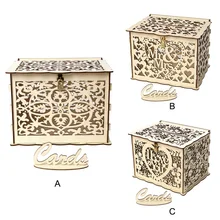 Деревянная коробка для денег с замком DIY свадебная открытка коробка великолепное свадебное украшение поставки для дня рождения
