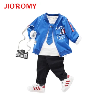 

JIOROMY Clothing Set for Boys 2019 Autumn Long Sleeve T-shirt + Letter Zipper Jacket+ Pants Tracksuit for Boys Kids Clothes Suit