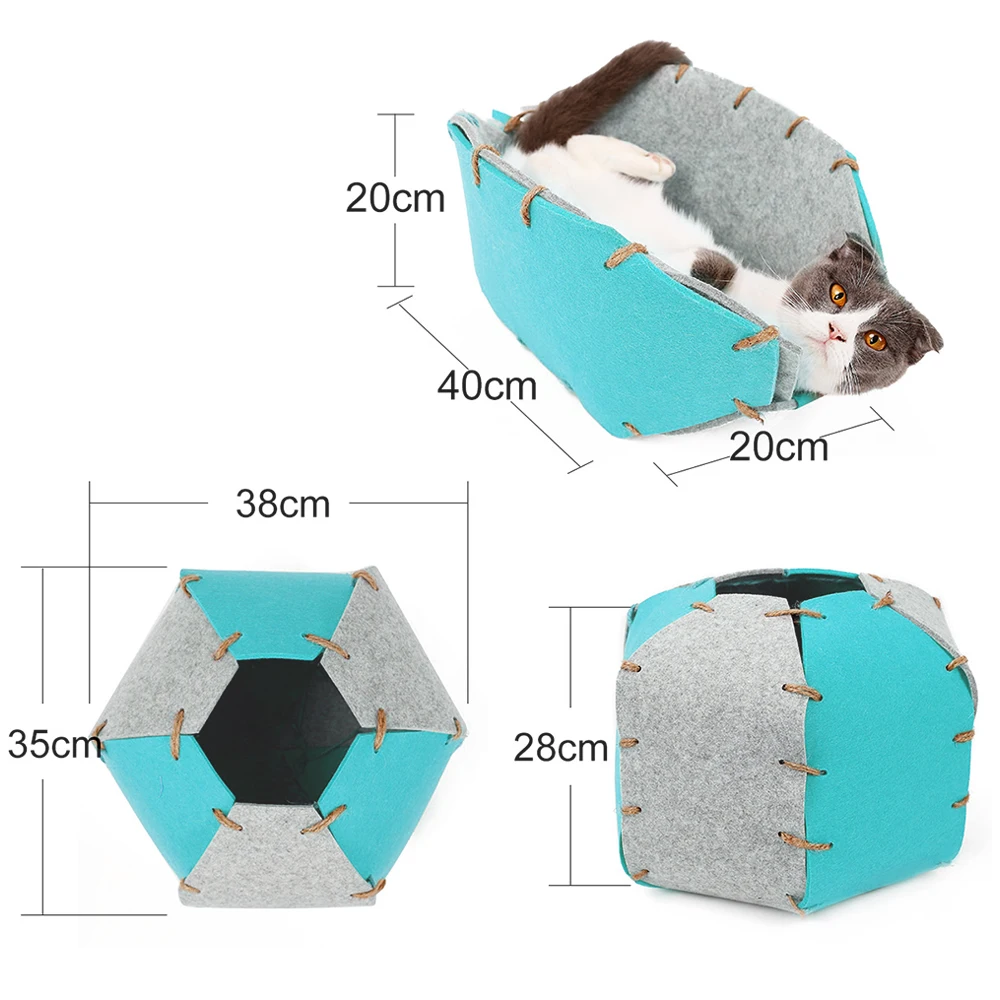 4в1 функциональная кошачья пещера ручной работы натуральный Кот игра Спящая комната Натуральный войлок ручной работы дом кровать для кошки товар для животных