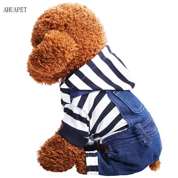 

AHUAPET 2018 Jumpsuit Clothing For Dogs Autumn/Winter New Pattern Clothing Dog Pajamas Stripe Salopettes Dog Clothes Dachshund E