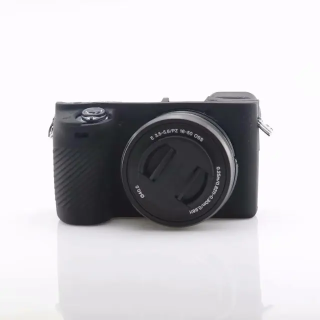 Красивая кожаная сумка для камеры для sony A6500, мягкий силиконовый чехол, резиновый защитный чехол - Цвет: Black