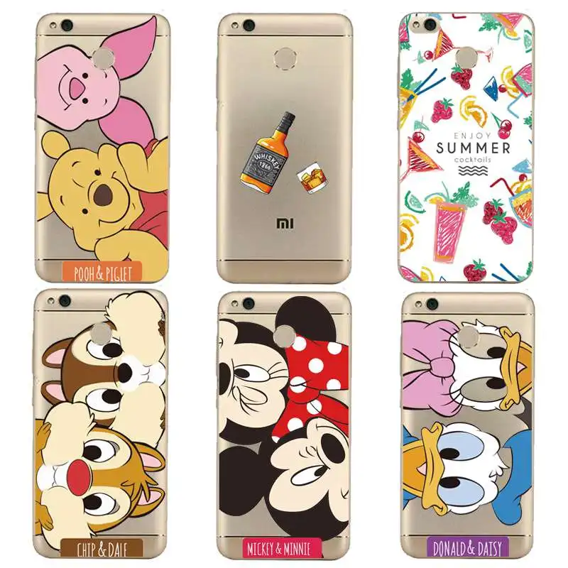 

Ice cream Soft Clear TPU Phone Case For xiaomi redmi 4x 4a note5a note4x 5s 5s mi6 note3 Pooh Micky Printed Cover Free Shipping