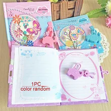 Kawaii/милая бумага Тетрадь с замком блокнот с кодовым замком блокнот план журнал органайзера журнал Тетрадь Канцтовары, случайный цвет