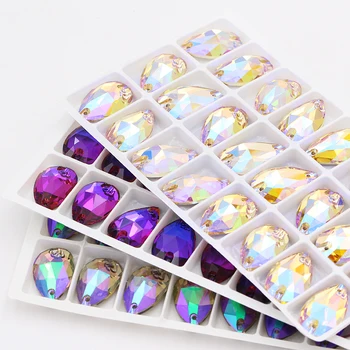 

Flat back rhinestones Crystal decoration Drop High Quality Sew On Stones Flatback Strass Crystal DIY Glass Rhinestone For Sewing