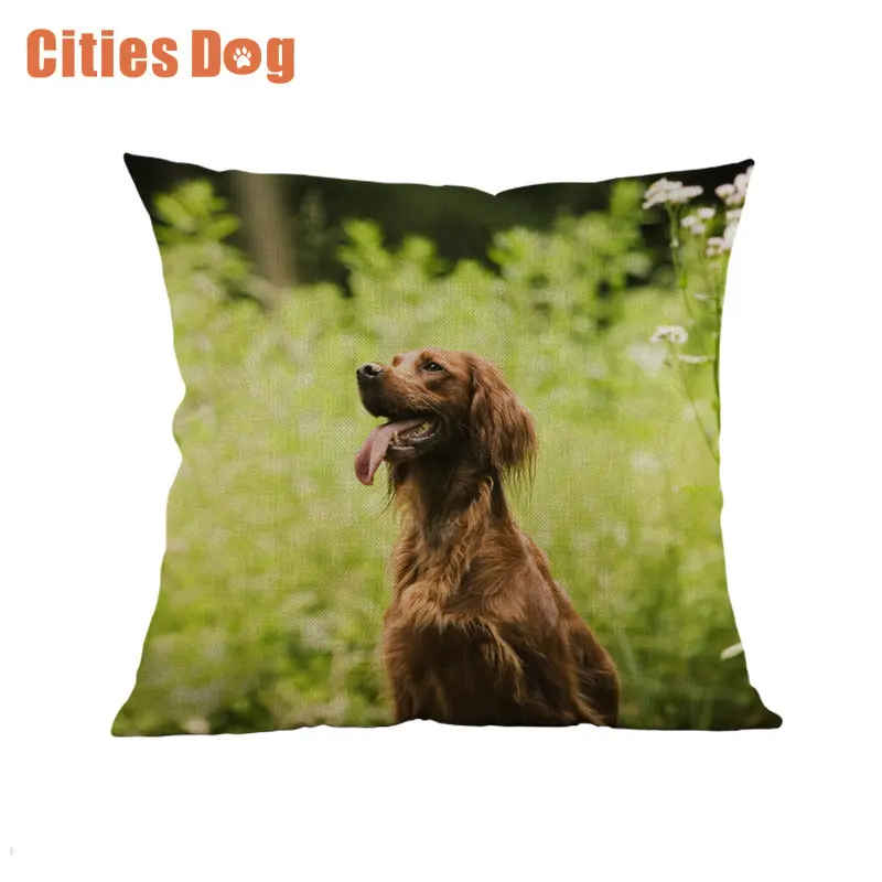 

Animal dog Style Pillow Case Irish Setter Dogs Patterns Square 18" Cotton Linen Sofa Throw Cushion Cover Home Decor Pillows