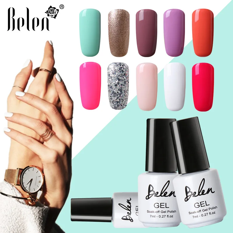

Belen 7ml Nail Polish Pure Color UV Gel Lak Lacquer Vernis Semi Permanent Hybrid Nail Art Manicure Base Top GelLak Gelpolish