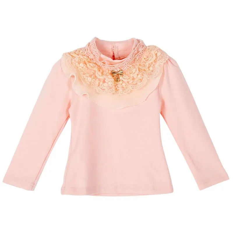 Autumn Spring Child Kids Baby Girl Long Sleeve Blouse Tops Floral Lace Collar T shirts 2358