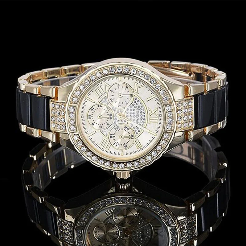 

Female Wristwatches Clock Fashion Women Rhinestone Watch Casual Ceramic Crystal Quartz Watches Relogio Feminino Drop Shipping