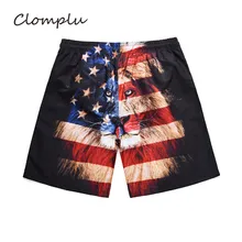 Clomplu шорты с символикой США американский флаг шаблон плавки мужские шорты для плавания с принтом льва пляжный купальник для мужчин